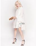 Oversized Shirt with Frilled Sleeves and Mesh Back in White