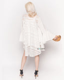 Oversized Shirt with Frilled Sleeves and Mesh Back in White