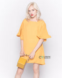 Top with Oversized Ruffle Sleeves in Mustard Yellow