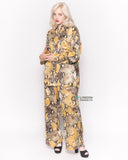 Silky Long Sleeve Shirt in Yellow Snakeskin Print