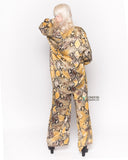 Silky Long Sleeve Shirt in Yellow Snakeskin Print