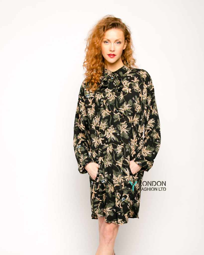 Multi Floral Printed overisze Shirt Dress