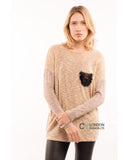 Tweed effect and color block Jumper top