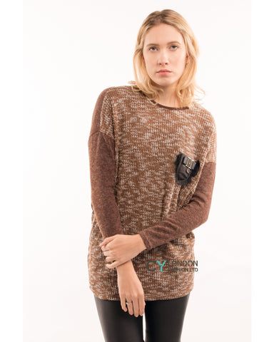 Tweed effect and color block Jumper top