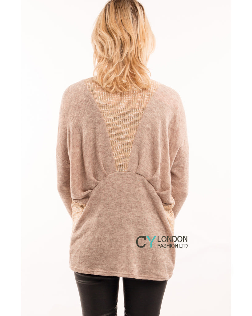 Tweed effect and color block Jumper top