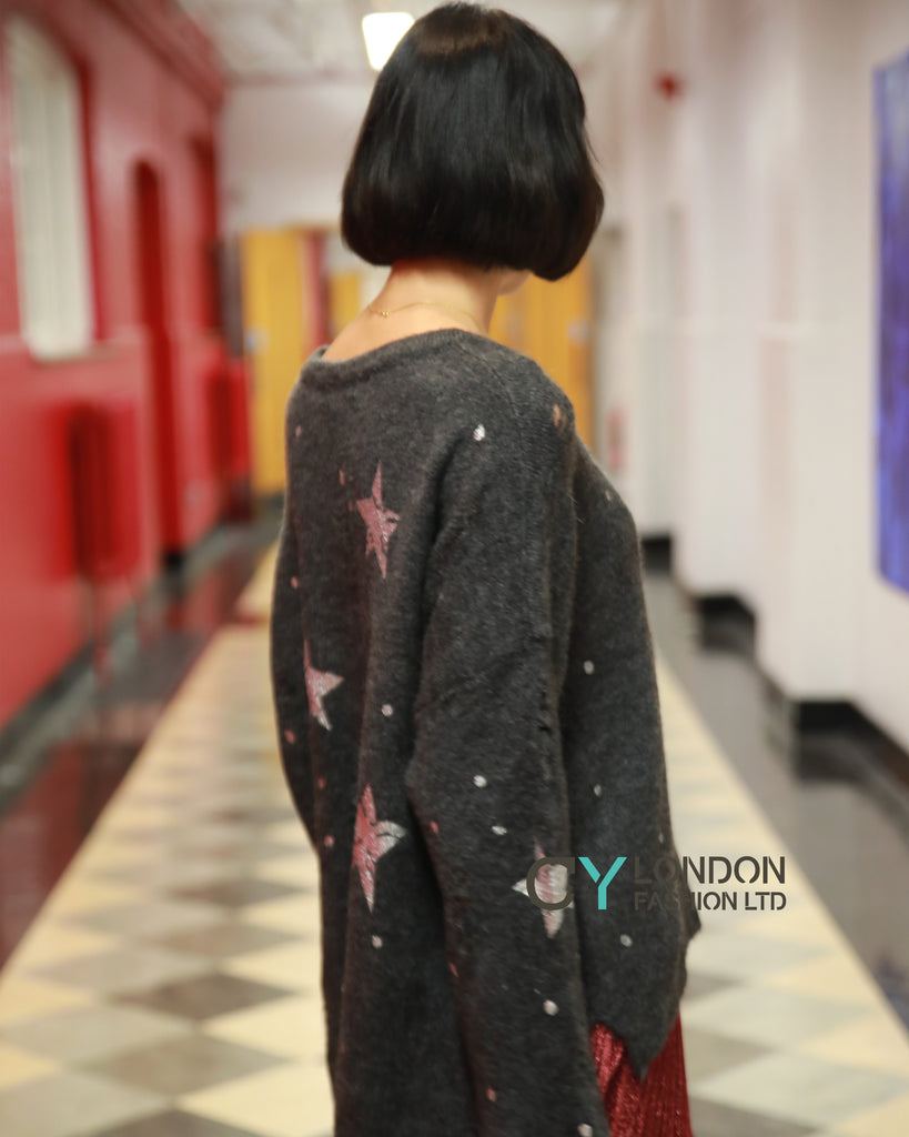 Stars' Print Ladder Stitch Jumper