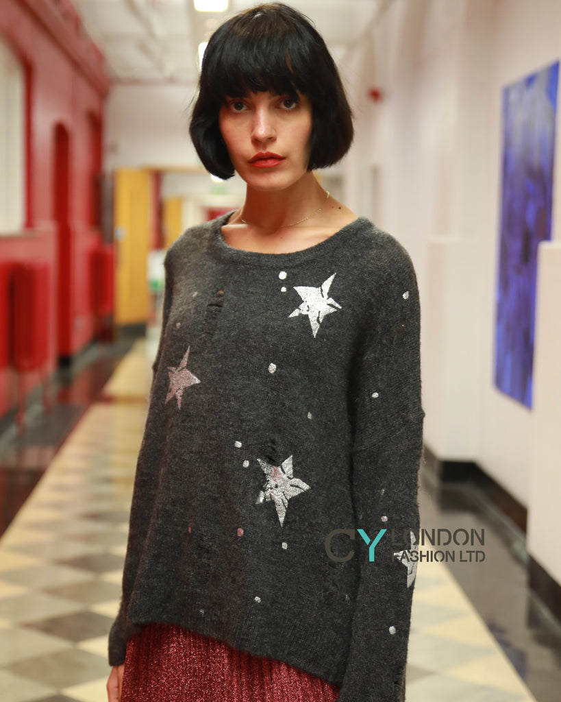 Stars' Print Ladder Stitch Jumper