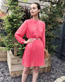 Pleated Midi Dress in rose pink