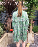 Green Paisley Scarf print Silky feeling oversize dress
