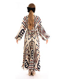 Chain Scarf print Full pleated long Shirt dress