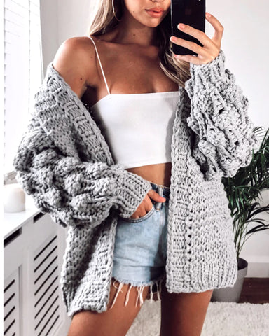 Hand knit cable design cardigan