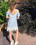 Floral Crochet Lace hem ccold shoulder dress