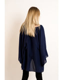 Chiffon Long Sleeves Cape Top (Navy)
