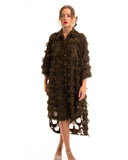 Feather look and star pattern shirt dress in Green