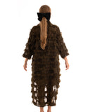 Feather look and star pattern shirt dress in Green