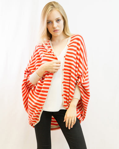 Stripe Printed Knitted Cardigan (Pink)