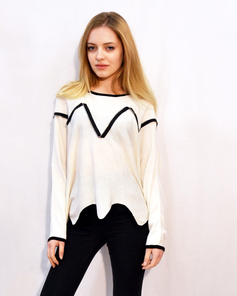 Asymmetric hem fine knitted jumper