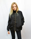 Quilted Satin Bomber Jacket with sleeves Pocket