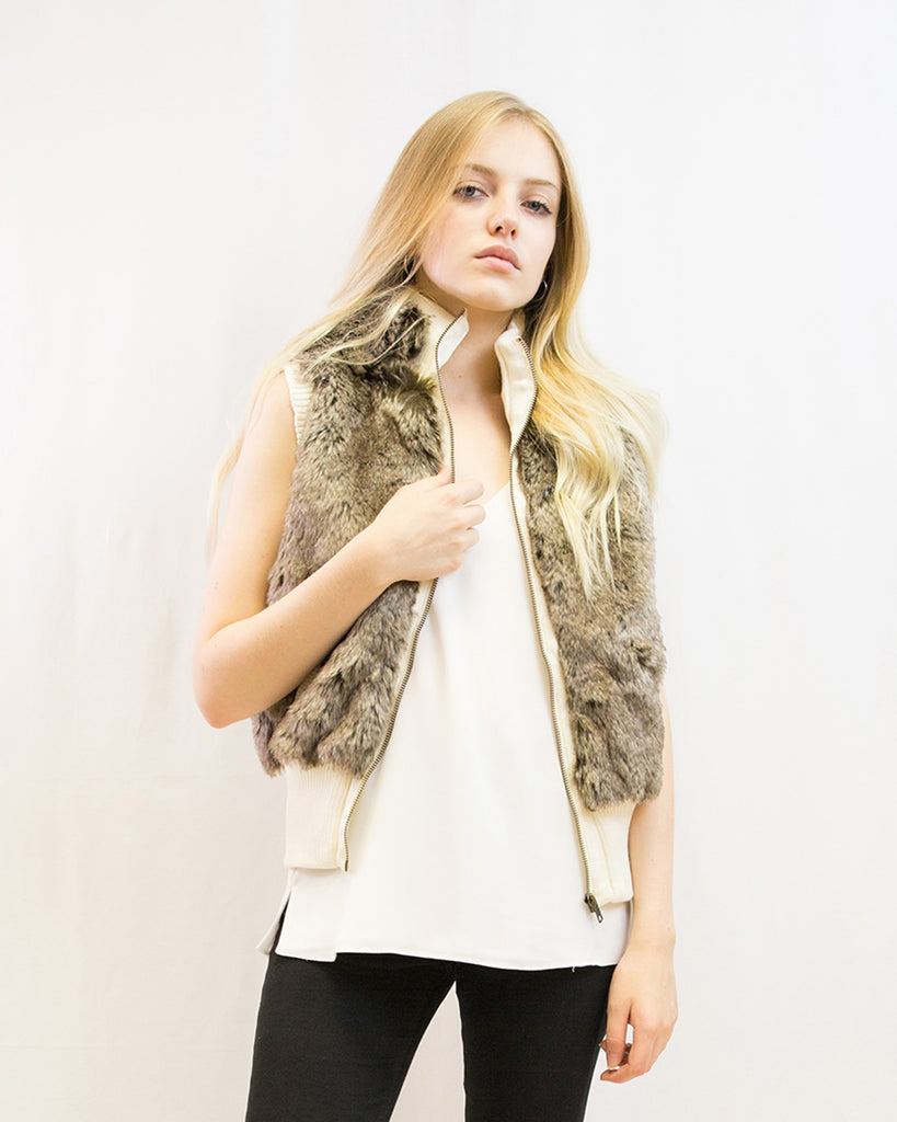 Faux Fur Jacket (Brown)