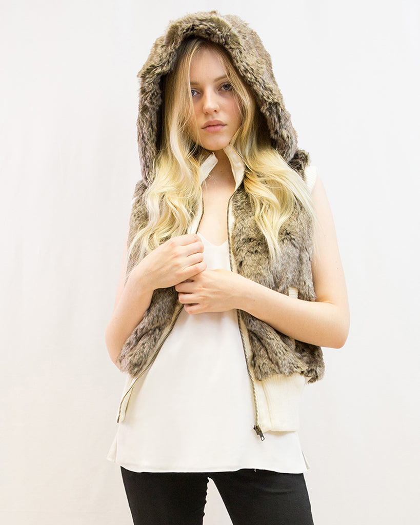 Faux Fur Jacket (Brown)