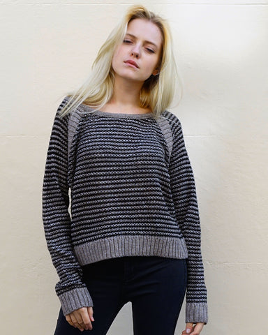 Black & Grey Stripe Knitted Jumper