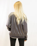 GREY Color Satin Quilted Bomber Jacket