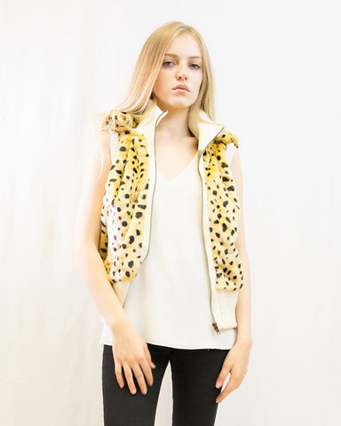 Faux Fur Jacket (Dot print)