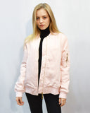 Quilted Satin Bomber Jacket with sleeves Pocket