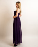 Pleated Bust  Maxi Dress (Purple)