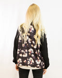 Black floral Print Bomber Jacket