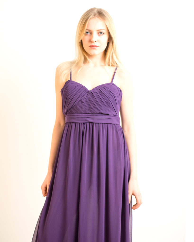 Pleated Bust  Maxi Dress (Purple)