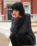 Metallic gold trims navy Jumper