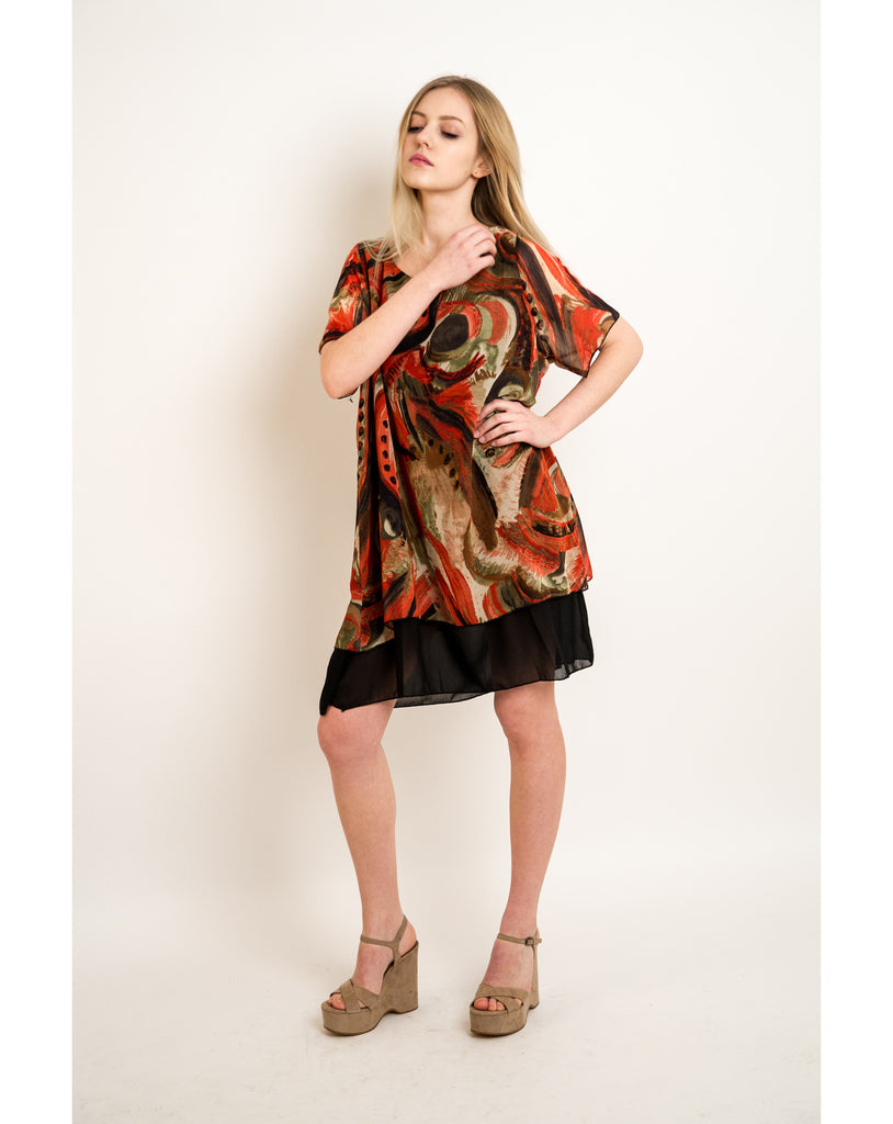 Multi Color Print Oversize Dress