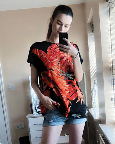 Coconut tree leaves print Top