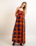 Printed Chiffon Maxi Dress KK6228 (ORANGE STRIPE PRINT)