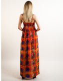 Printed Chiffon Maxi Dress KK6228 (ORANGE STRIPE PRINT)