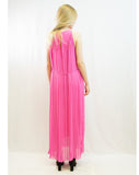 Sleeveless Pleated Maxi Dress (Pink)