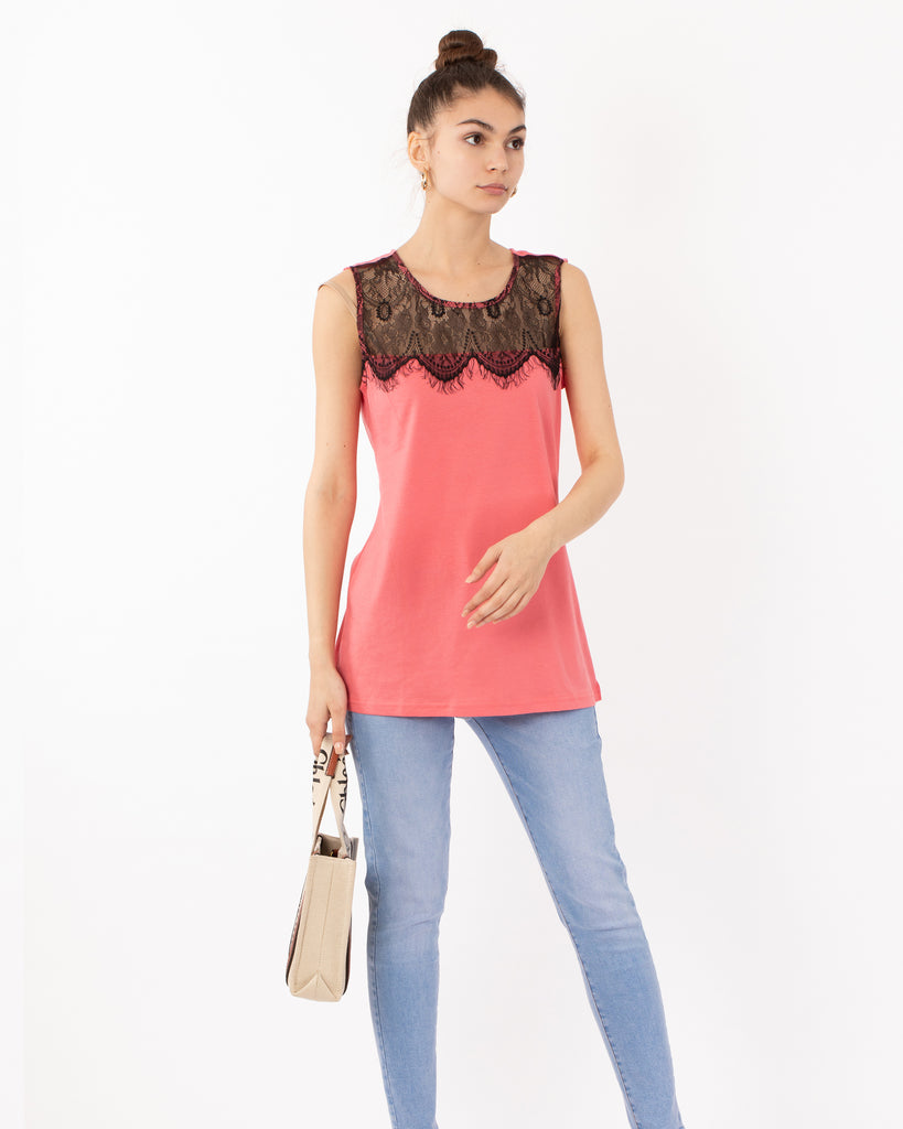 eyelash lace cotton vest top