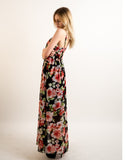 Printed Chiffon Maxi Dress KK6228 (RED FLORAL PRINT)
