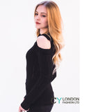 Frill Cold Shoulder Knitted Top