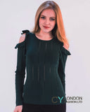 Frill Cold Shoulder Knitted Top