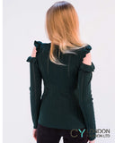 Frill Cold Shoulder Knitted Top