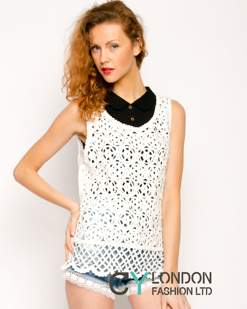 Floral PatternCrochet Vest Top