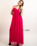 Pleated Bust  Maxi Dress (Pink)