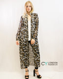 Multi Floral Print long Shirt Dress (White)