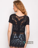 Crochet Top with Butterfly detail (Black)