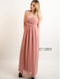 Pleated Bust  Maxi Dress (Nude)