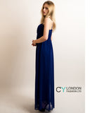 Pleated Bust  Maxi Dress (Royal blue)