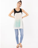 Tie dye Fringed Chiffon Lace Shoulder Vest