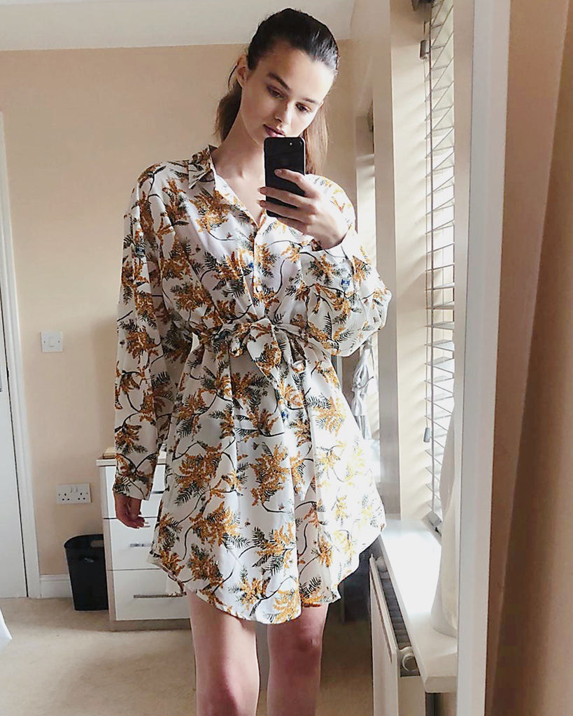 Multi Floral Printed overisze Shirt Dress